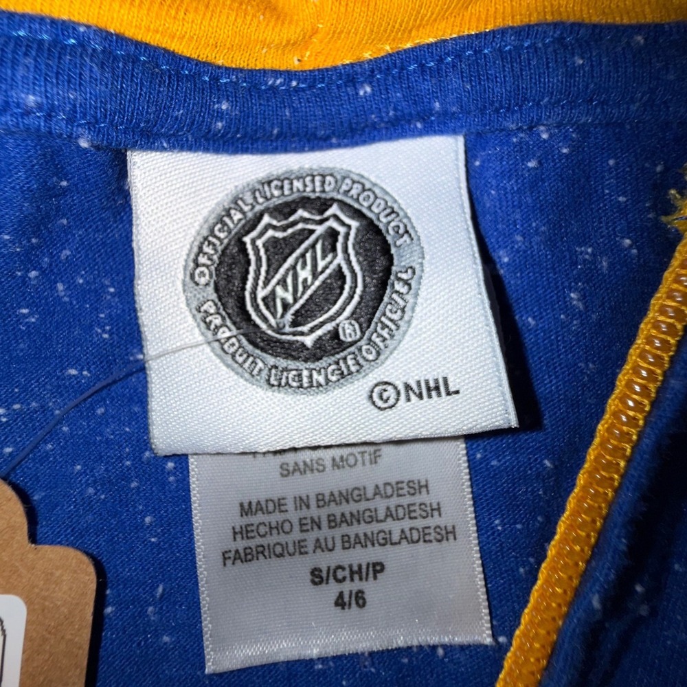 St Louis Blues NHL Womens S 4/6 Blue Full Zip Hoodie Distressed Print Hockey‎ - Picture 2 of 9